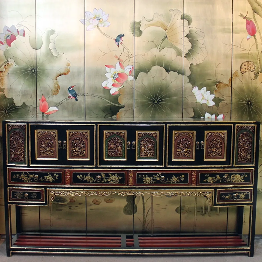 Hokkien Sideboard and Chinese painted screen