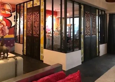 Old Cantonese carved door panels as partition room doors