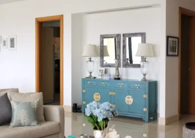 Aqua-coloured console unit