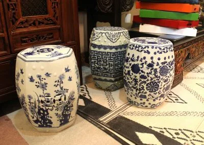 Blue & white porcelain drum stools