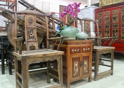 wooden small cabinet with chair