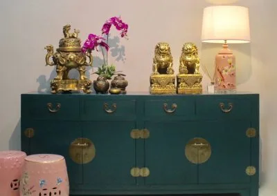 chinese dark sea green sideboard