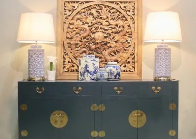 chinese decor blue sideboard