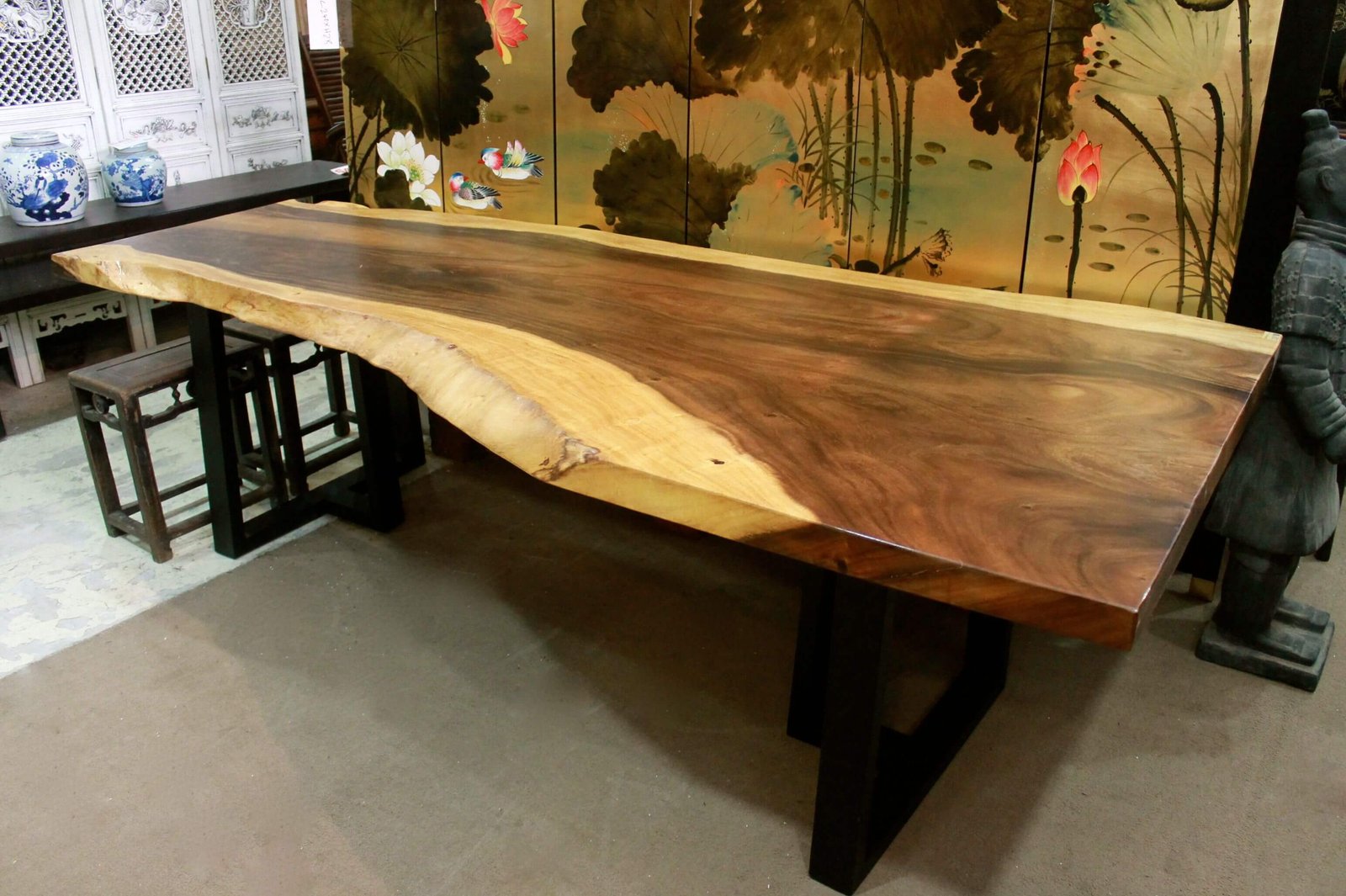 Table Collection Just Anthony N 1932 Large Wooden Table Top With Metal Legs