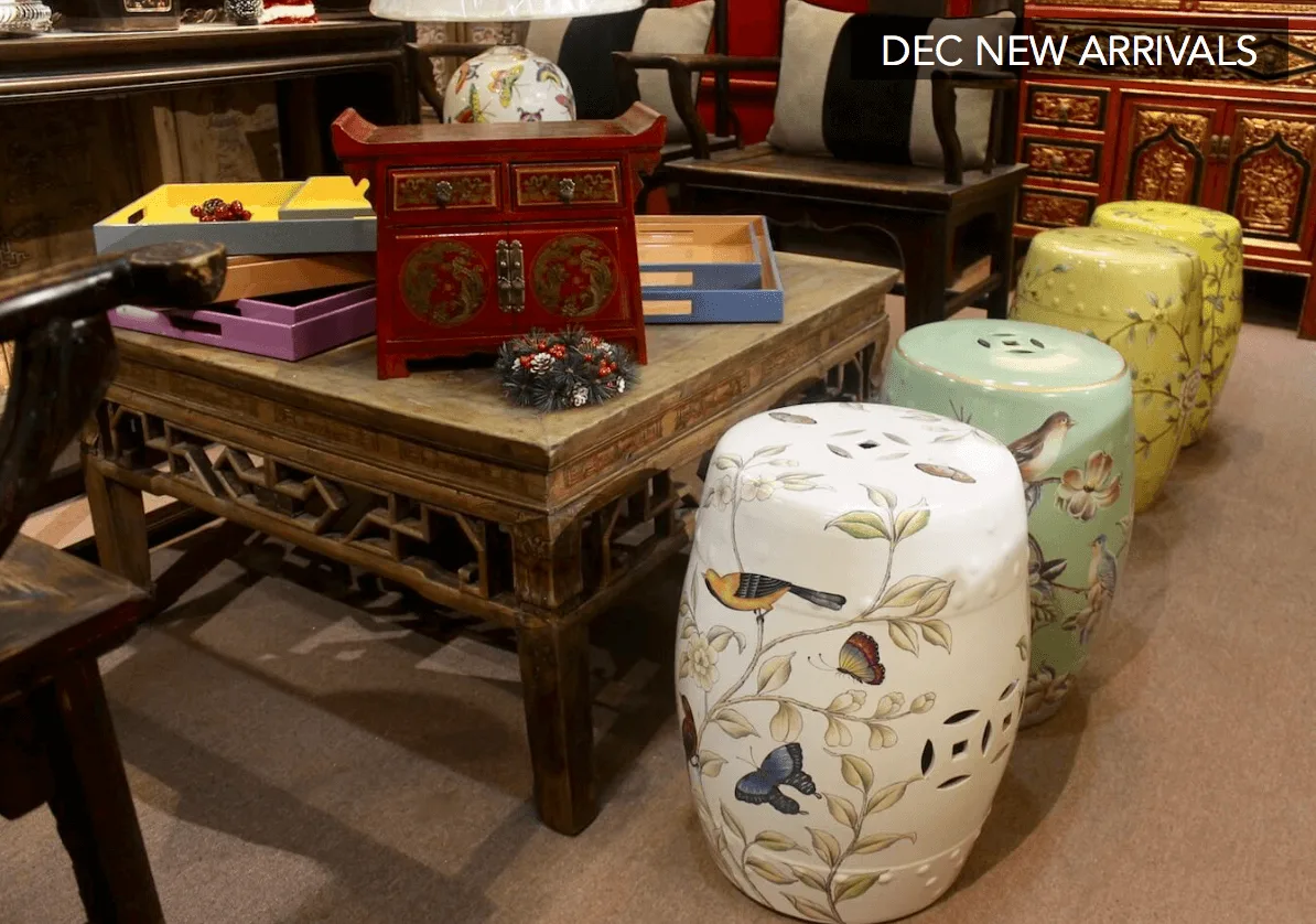painted ceramic drum stool
