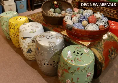 painted ceramic drum stool