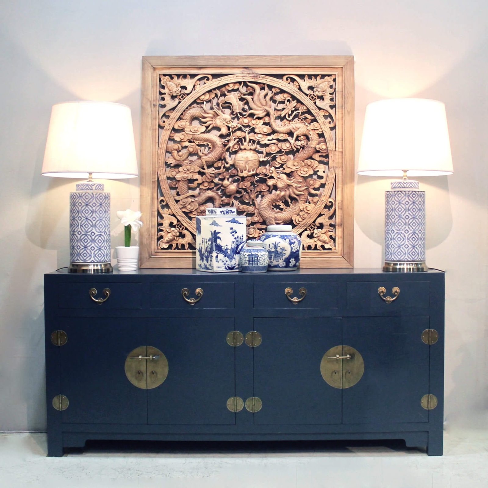 SB37-DECOB: Wooden sideboard in a cleanly finished dark blue, one of our latest colours