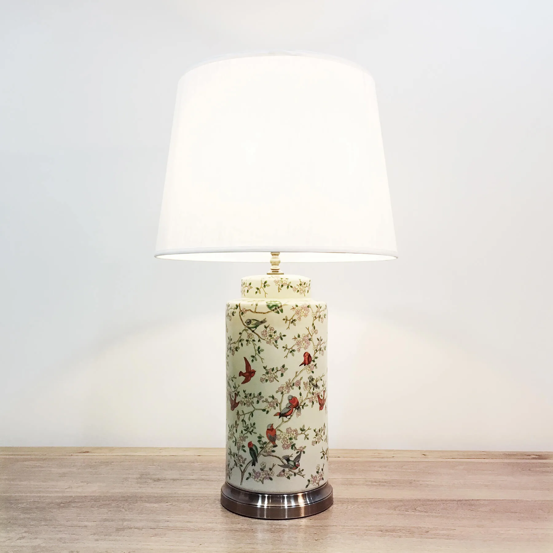 tall cylindrical ceramic table lamp