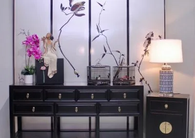 A 7-drawer long sideboard in black