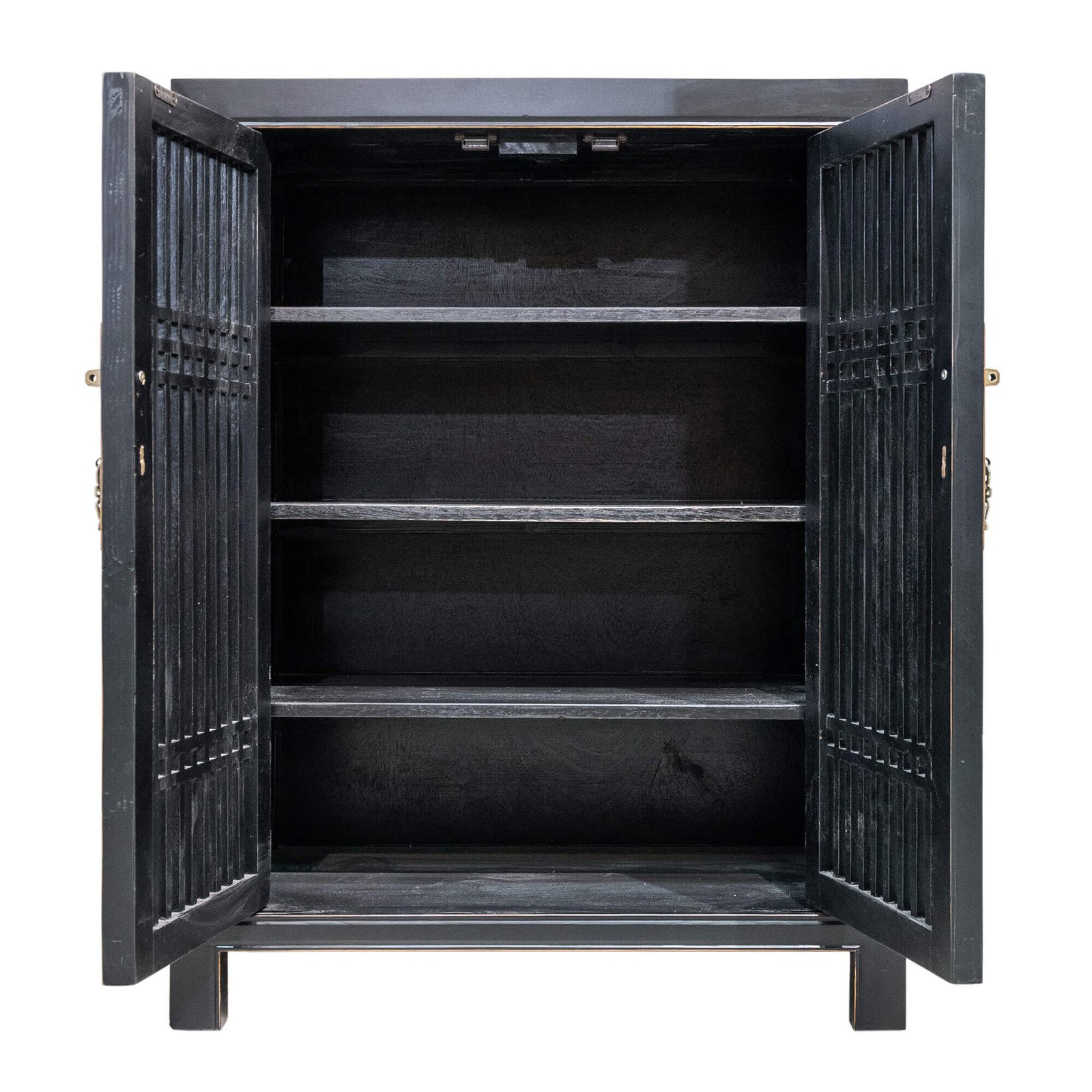 chinese cabinet spindle door in black inside