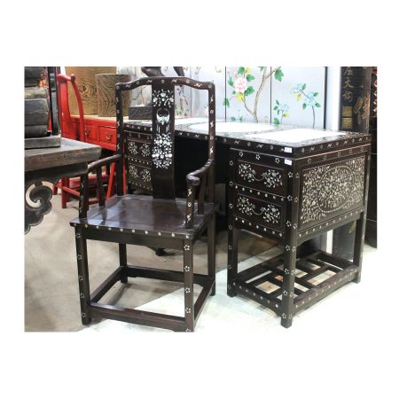 Chinese furniture mother-of-pearl desk and chair