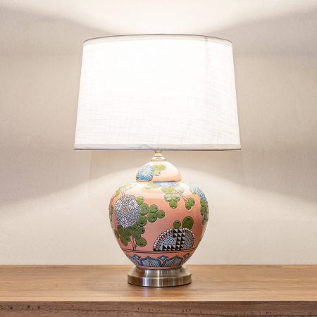 Xh 357 Round Ceramic Table Lamp With A, Oriental Table Lamps Singapore