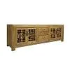 Chinese furniture brown tv console with lattice doors
