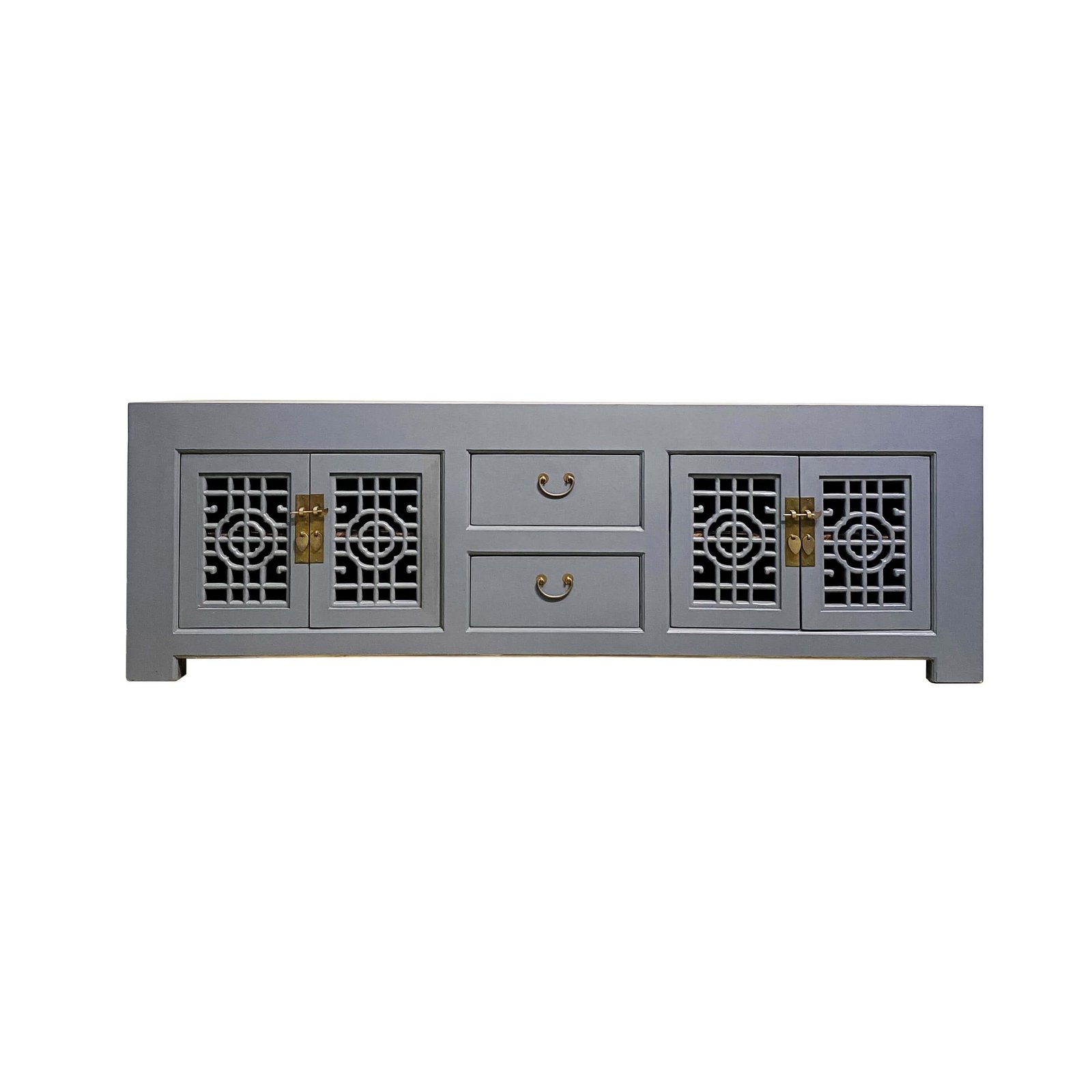 Chinese furniture storm grey TV sideboard with lattice doors