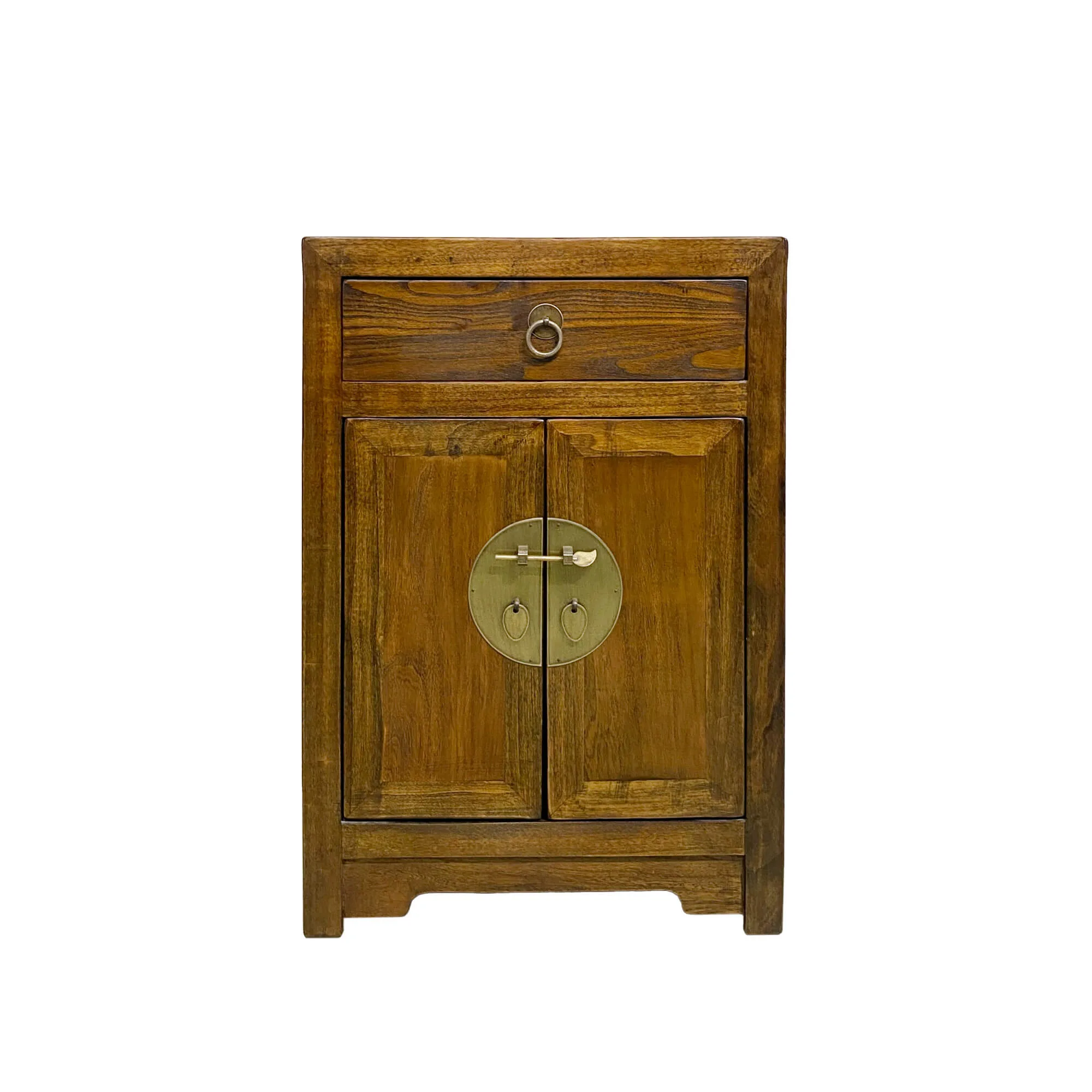 Elm dark brown chinese bedside cabinet