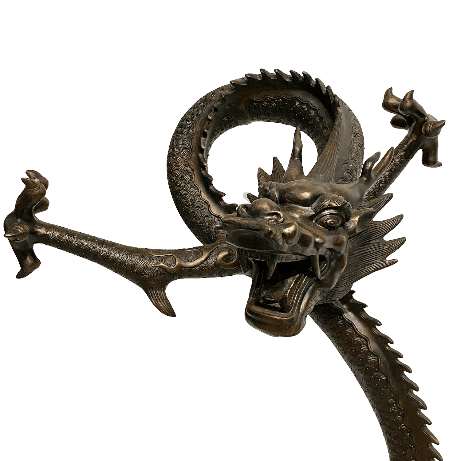 Brass dragon statue close up Brass dragon statue