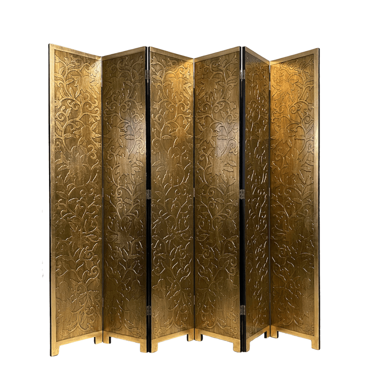 N-1078-GXYH, 6-panel folding screen with gold leaf background Chinese furniture room divider