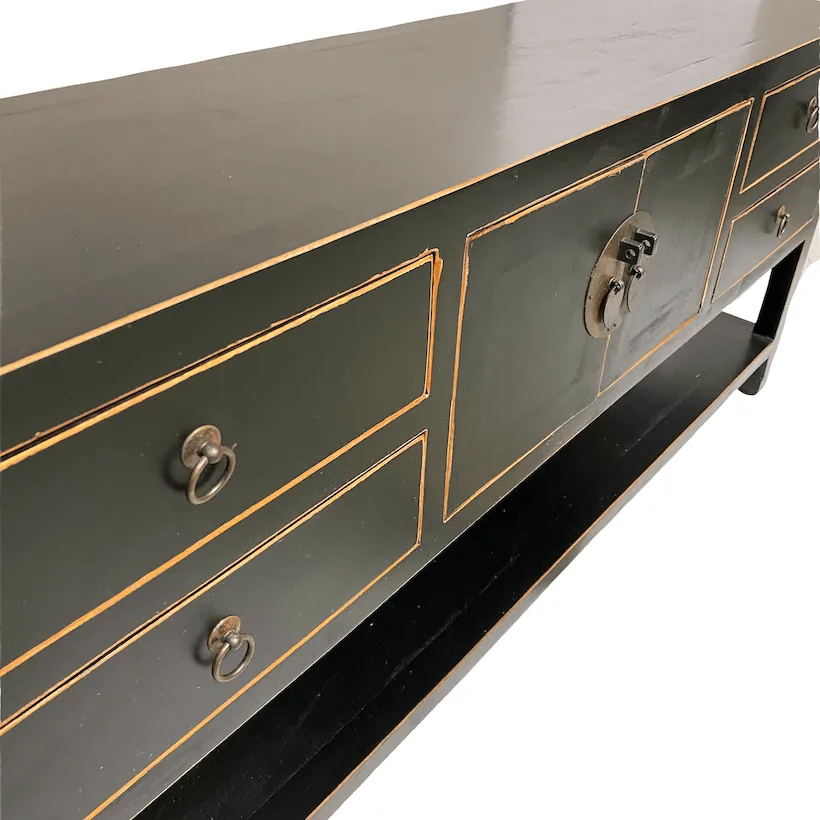 N-1848 black, close up Chinese furniture Small low console