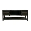 N-1848 black small low console with doors open Chinese furniture small low console