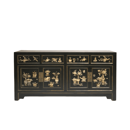 Chinese furniture black painted sideboard