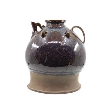 Antique ceramic blue and brown-glazed wine pot