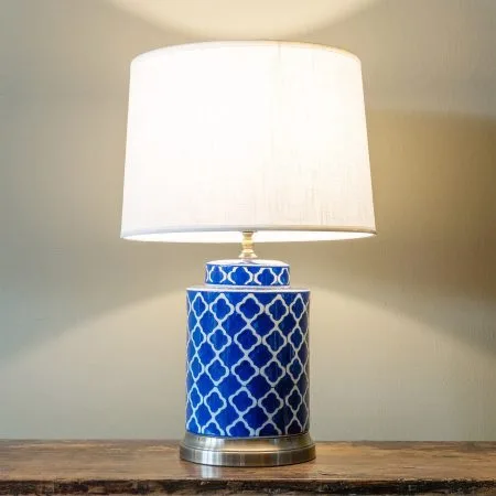 XH-059 Round blue & white table lamp