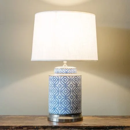 XH-060 Round blue & white table lamp