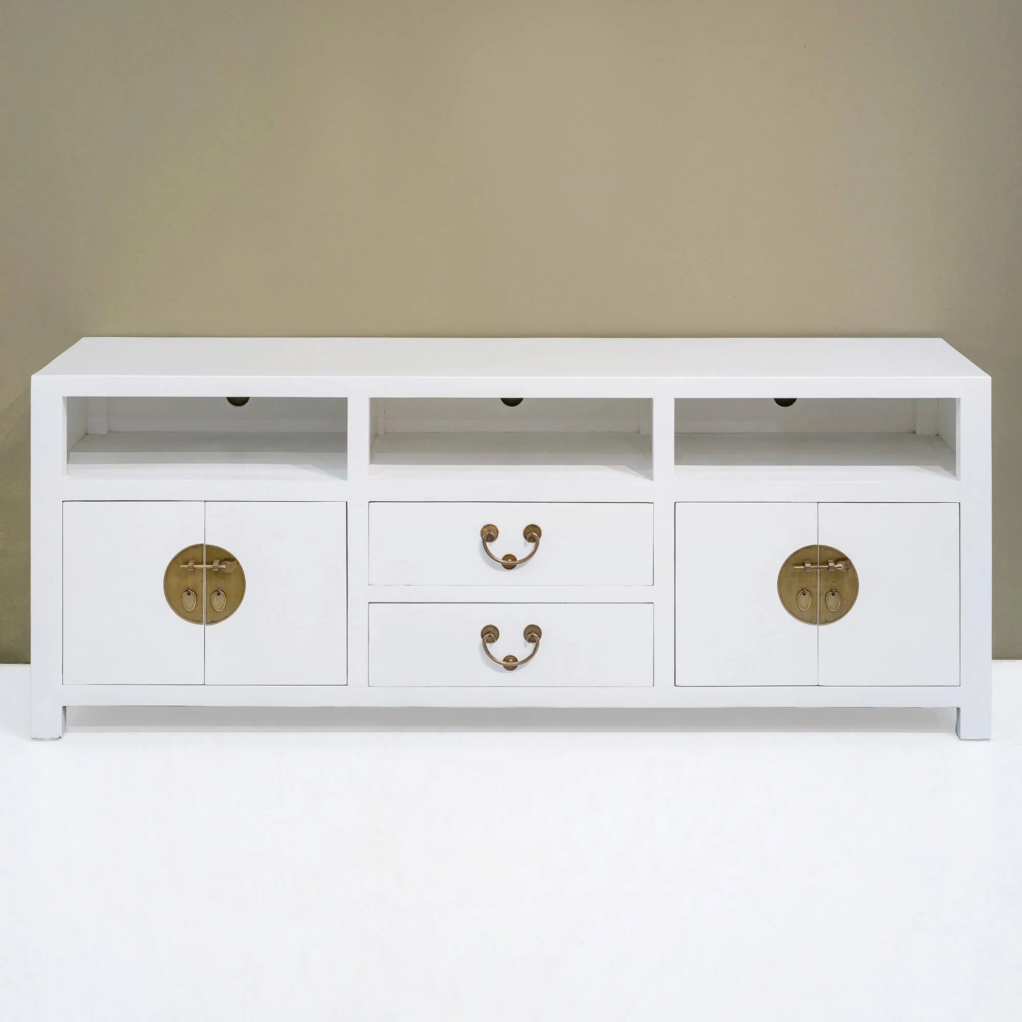 Wooden TV Console with 3 Open Shelves - Image 9