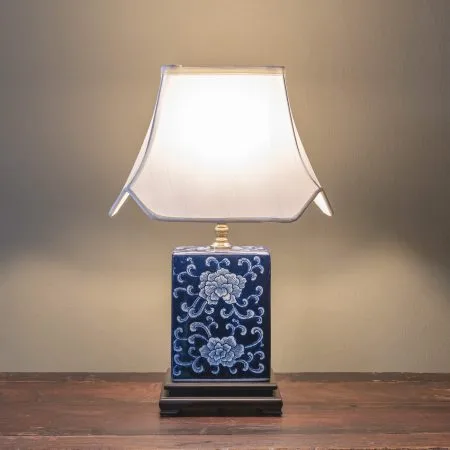 XH-276: Indigo Blue & White "Pillow" Table Lamp