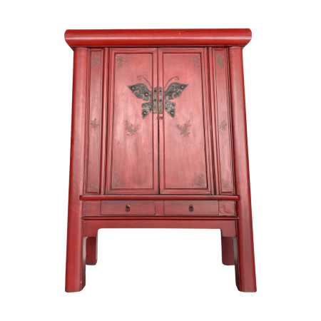 Chinese antique red butterfly cabinet