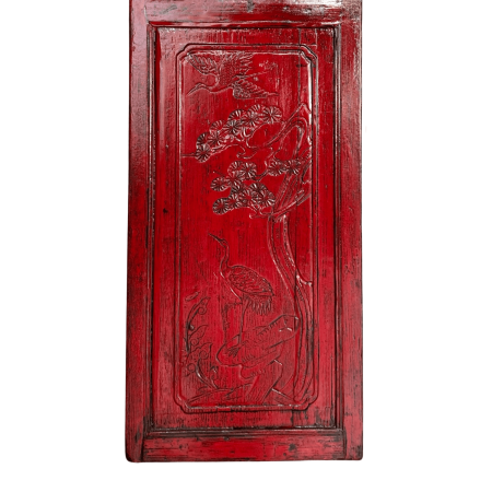 Close up of glossy red chinese door panel