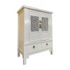 Modern Chinese furniture Ecru tapered cabinet with lattice doors