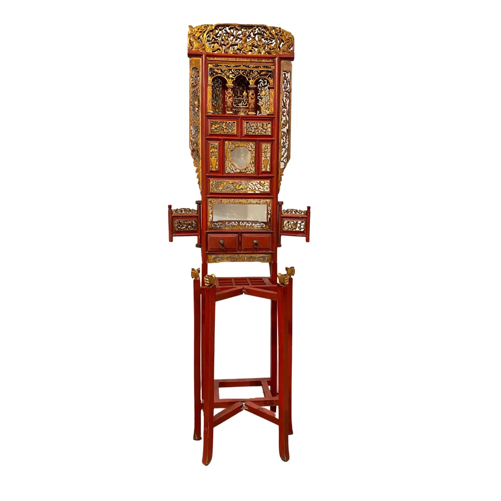 antique red & gold carved washbasin stand