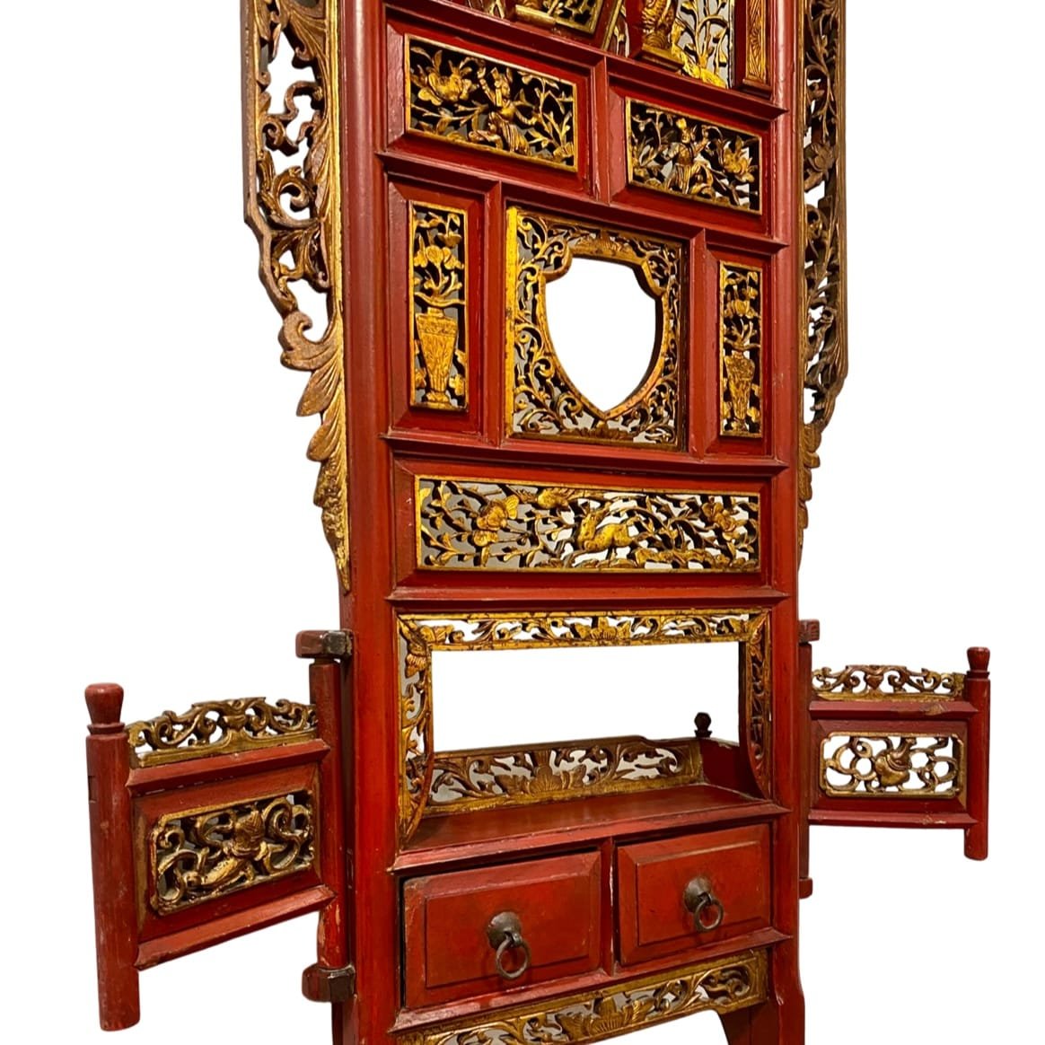 antique red & gold carved washbasin stand