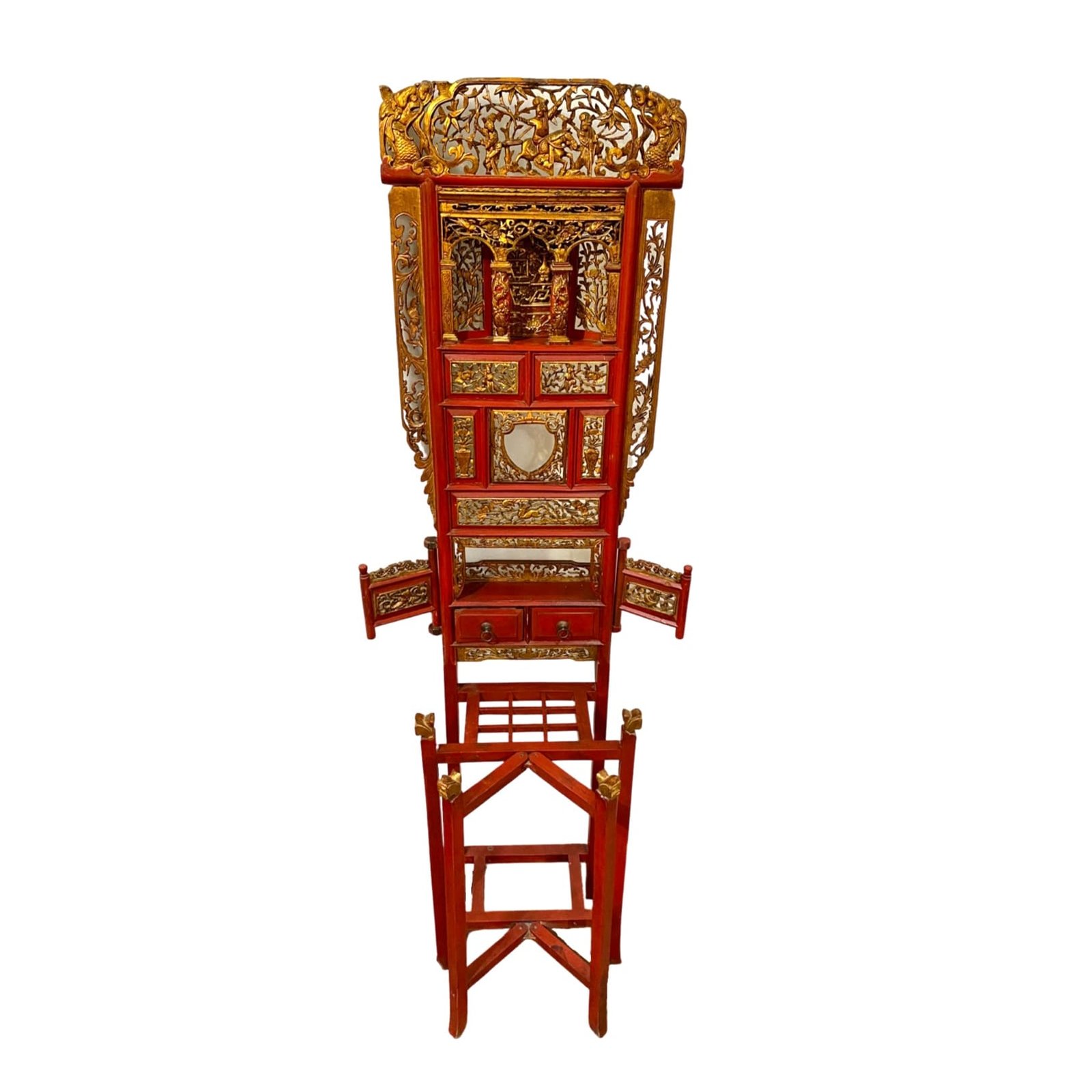 antique red & gold carved washbasin stand