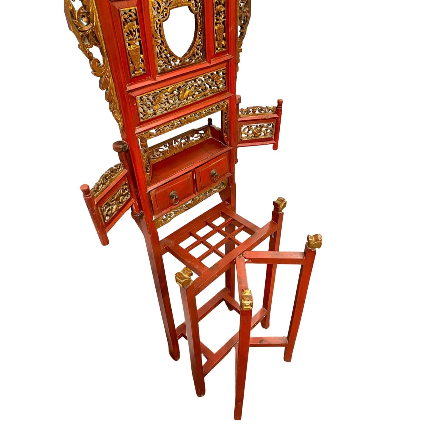 antique red & gold carved washbasin stand