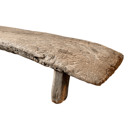 Chinese vintage elmwood low bench