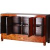 Chinese vintage red painted sideboard from Dongbei