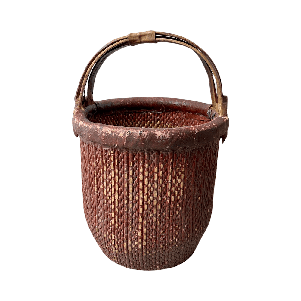 Vintage wicker & rattan chinese basket