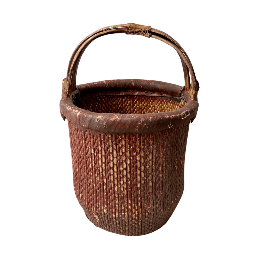 Vintage wicker & rattan chinese basket