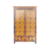 hand-painted tibetan-style cabinet in yellow & navy blue