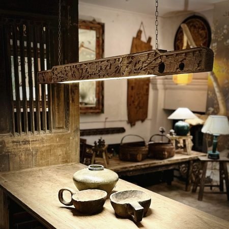 Chinese old carving converted into a pendant lamp