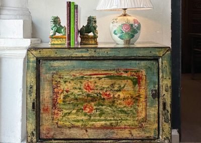 Distressed aqua small cabinet from Shanxi