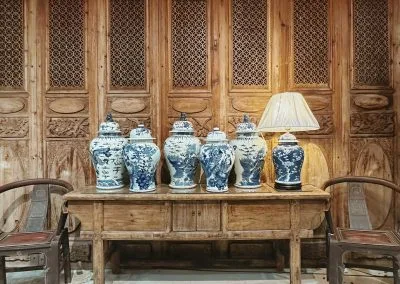 Brown tall chinese antique door panels from chaozhou teochew