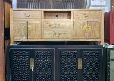 modern chinese tv console and honeycomb doors black sideboard