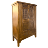 Medium tapered cabinet with old Chinese carvings side view