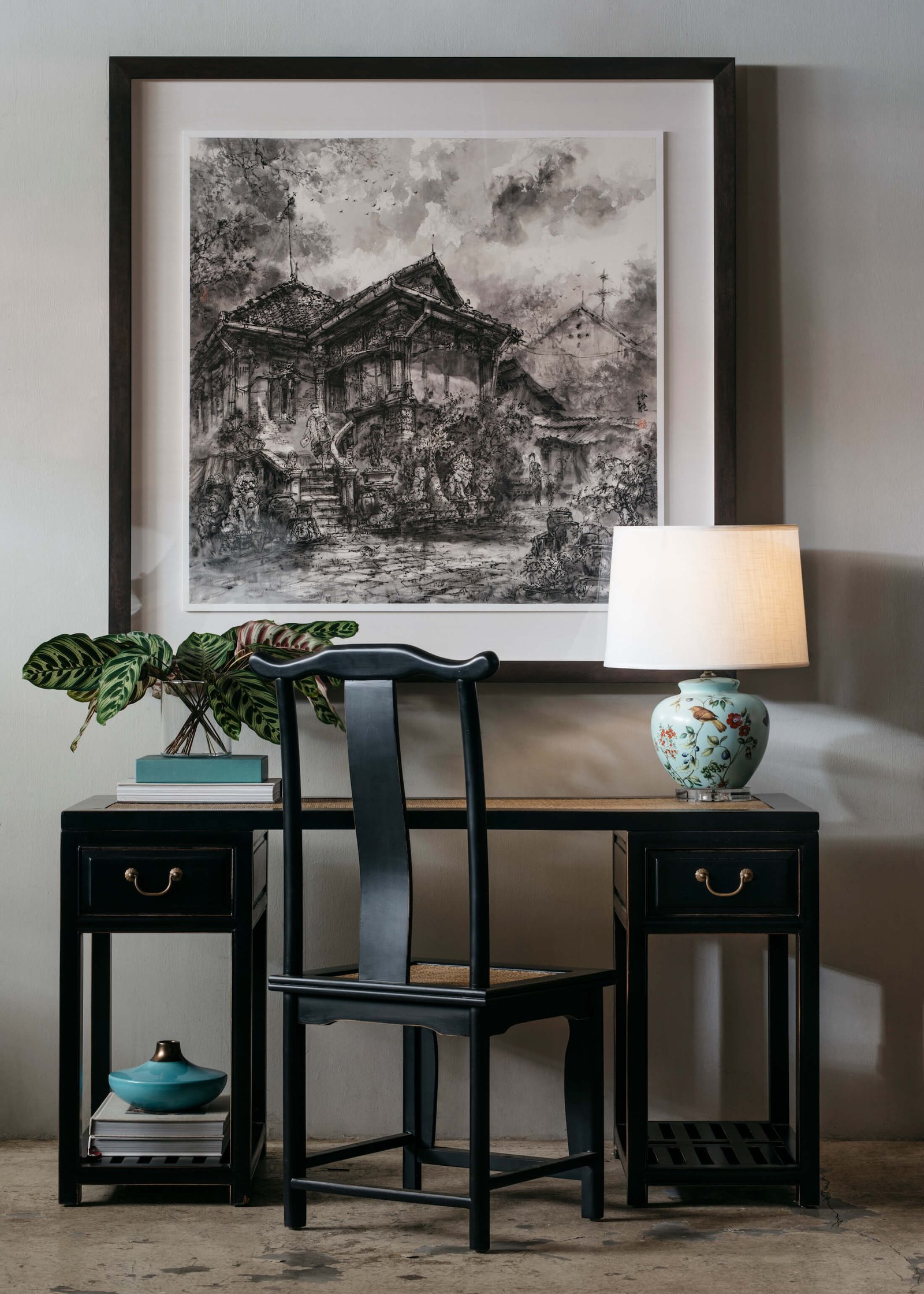 chinese writing table and chair home office