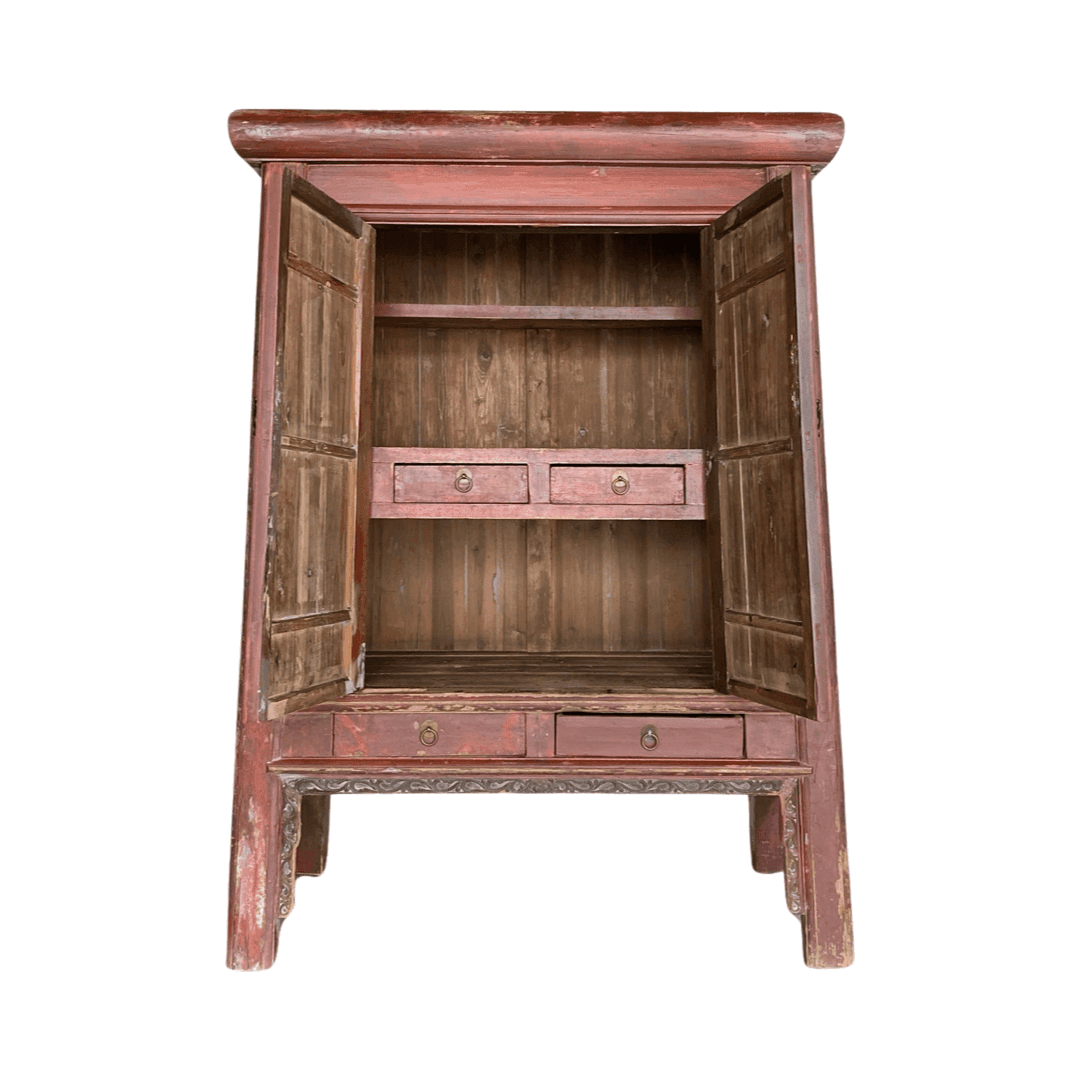 Chinese antique furniture Red big Fujian butterfly cabinet inside