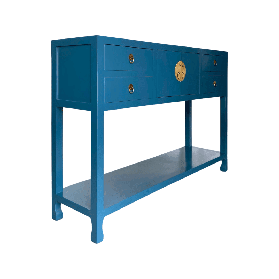 Modern chinese slim table in midnight blue