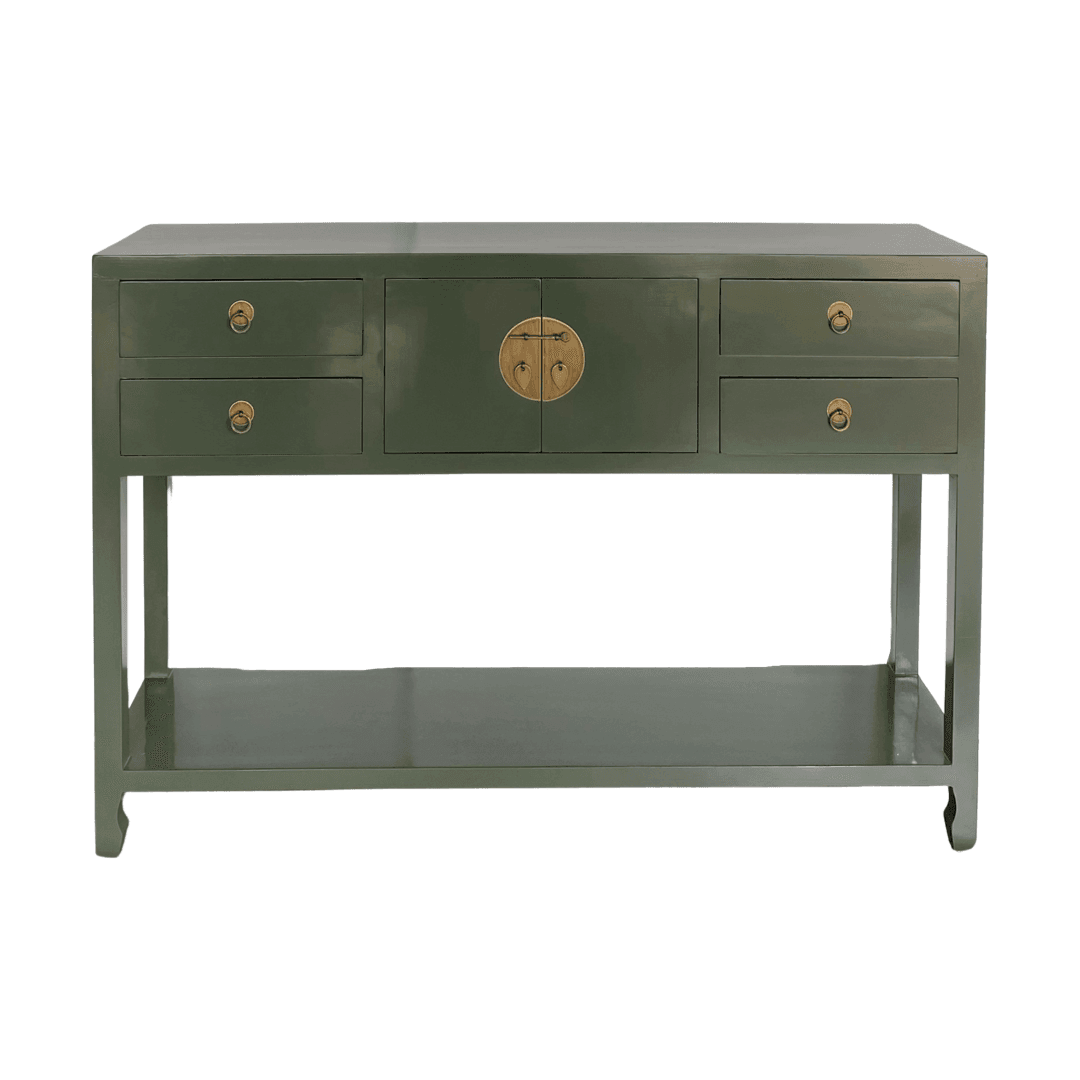 Modern chinese slim table in forest green